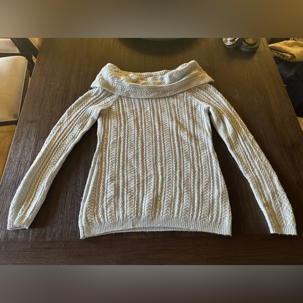 White House Black Market Cowl Neck Sweater - Light Gray